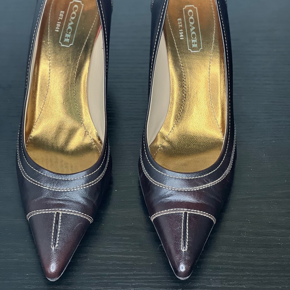 Coach Brown and Gold Heels